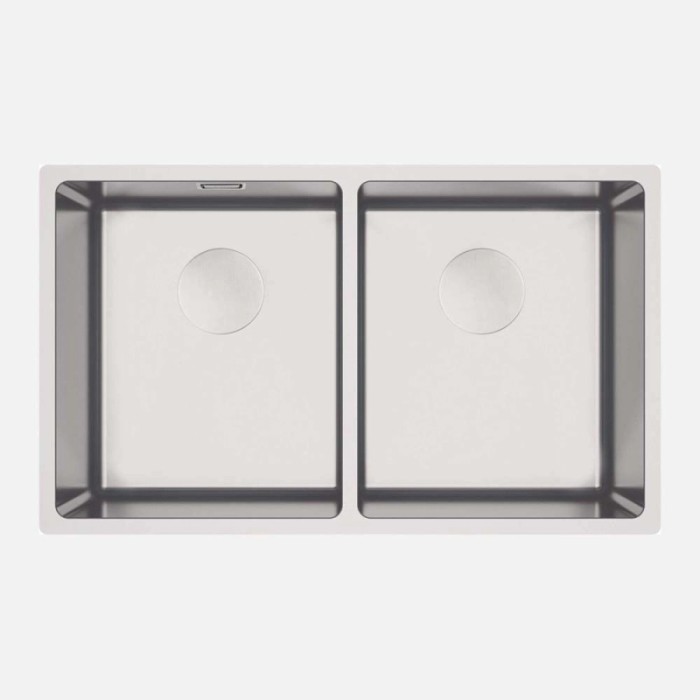 Lavello incasso 2 vasche Idrostile con sifone 440x200 mm acciaio spazzolato