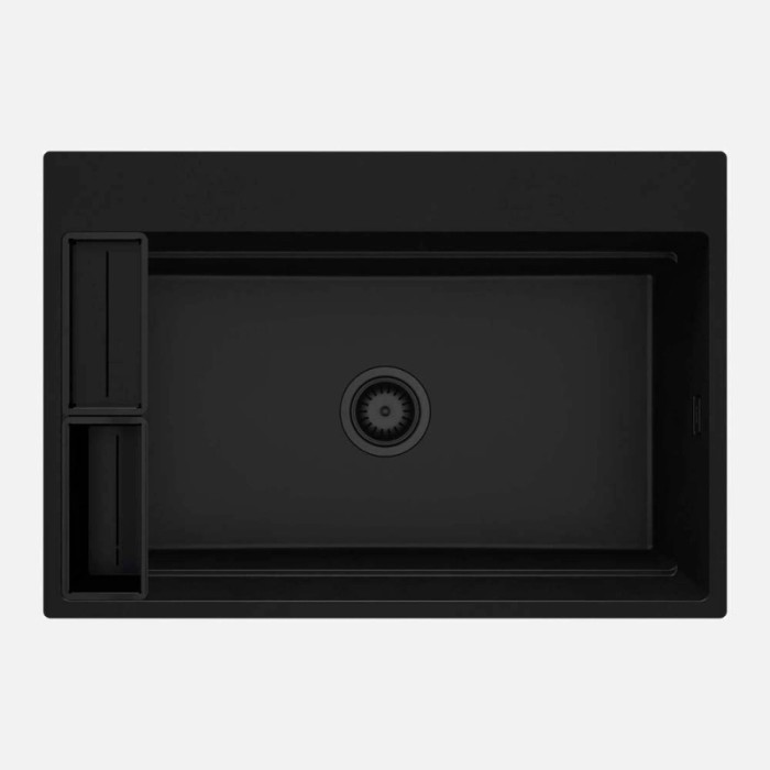 Lavello granito magnetico 1 vasca Idrostile sifone 520x220 mm nero
