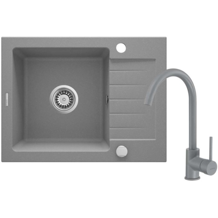 Lavello 1 vasca gocciolatoio Idrostile Martí rubinetto 440x164 mm Grigio Met
