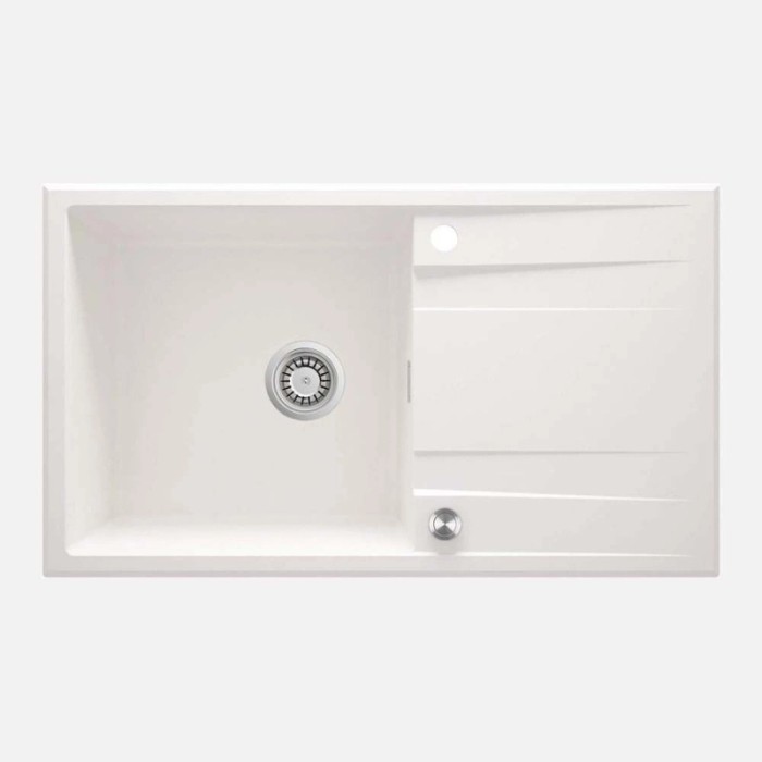 Lavello 1 vasca gocciolatoio Idrostile Güines sifone 500x209 mm alabastro
