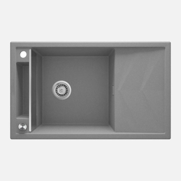 Lavello 1 vasca magnetico gocciolatoio rett Guayos 500x219 mm Grigio met