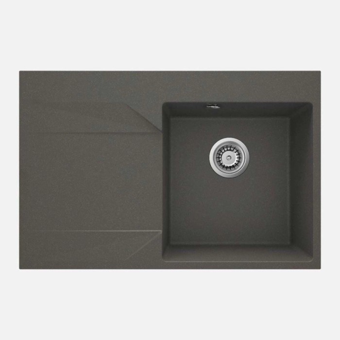 Lavello 1 vasca gocciolatoio sinistra Banes sifone 500x195 mm antracite met
