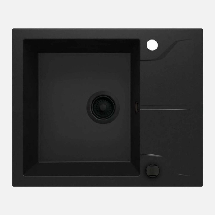 Lavello 1 vasca gocciolatoio quadrato Idrostile Florida 490x194 mm Nero