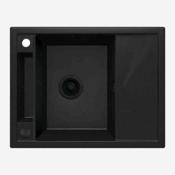 Lavello 1 vasca magnetico quadrato gocciolatoio Idrostile Guayos 500x219 mm Nero