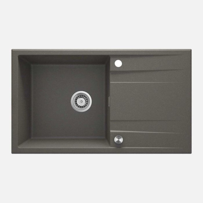 Lavello 1 vasca gocciolatoio Idrostile Güines sifone 500x209 mm Antracite Met