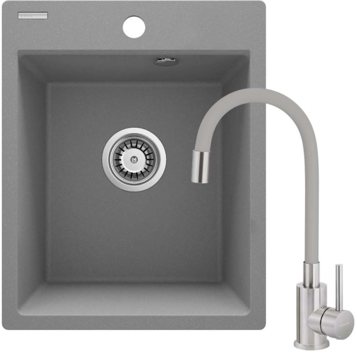 Lavello rubinetto 1 vasca Idrostile Bayamo 500x211 mm grigio metallizzato