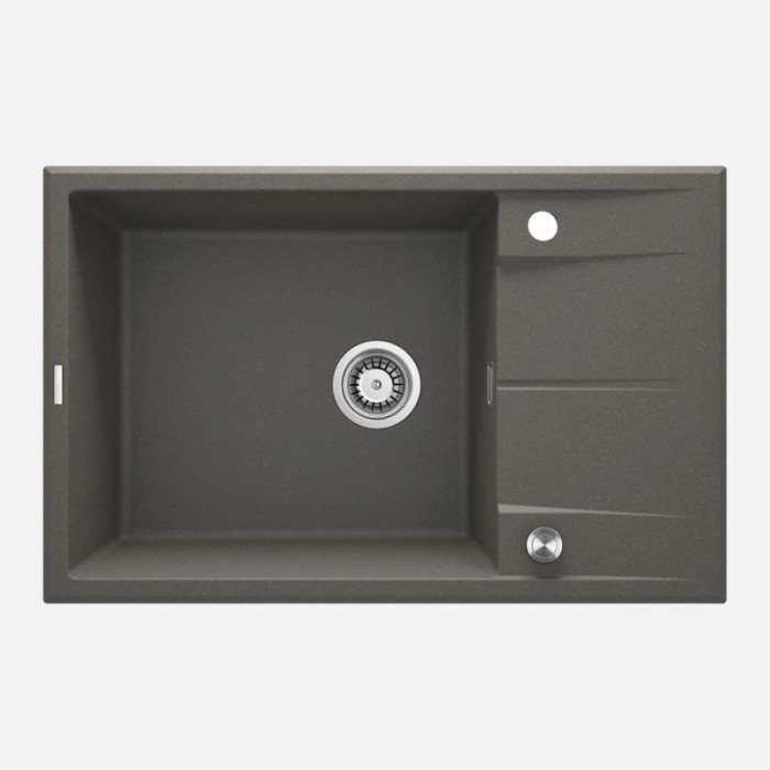 Lavello 1 vasca con gocciolatoio Idrostile Güines 500x210 mm Antracite Met