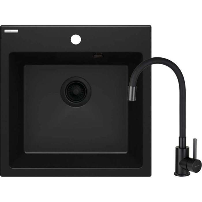 Lavello 1 vasca Idrostile Banes con rubinetto 500x216 mm nero