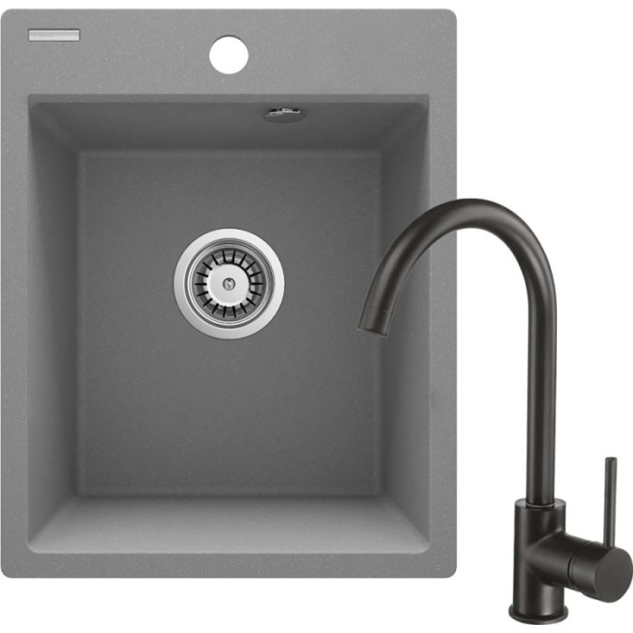 Lavello 1 vasca Idrostile Bayamo con rubinetto 500x211 mm grigio met.