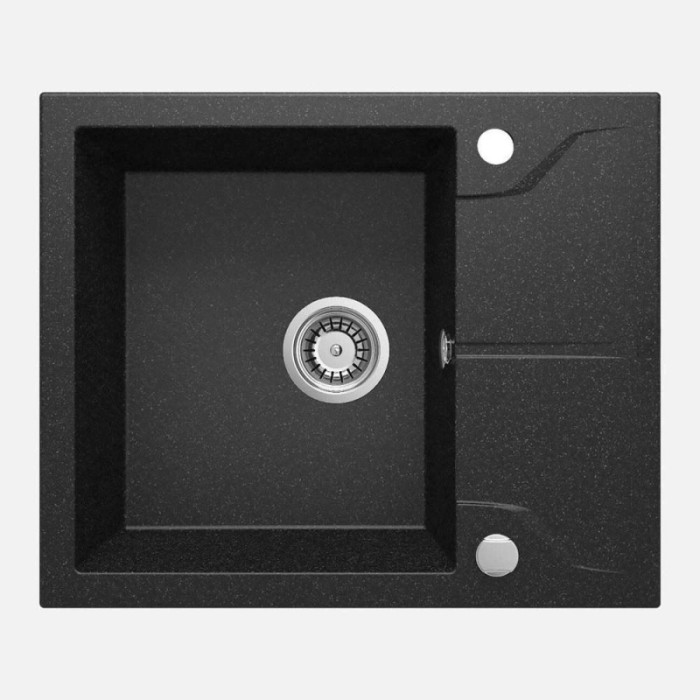 Lavello granito 1 vasca quadrata gocciolatoio Idrostile sifone 490x194 mm