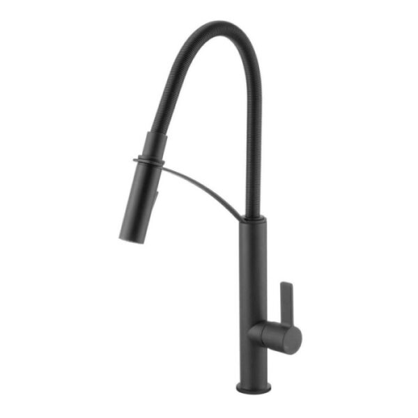 Rubinetto da cucina bocca elastica 2 getti Idrostile Gerbera nero spazzolato