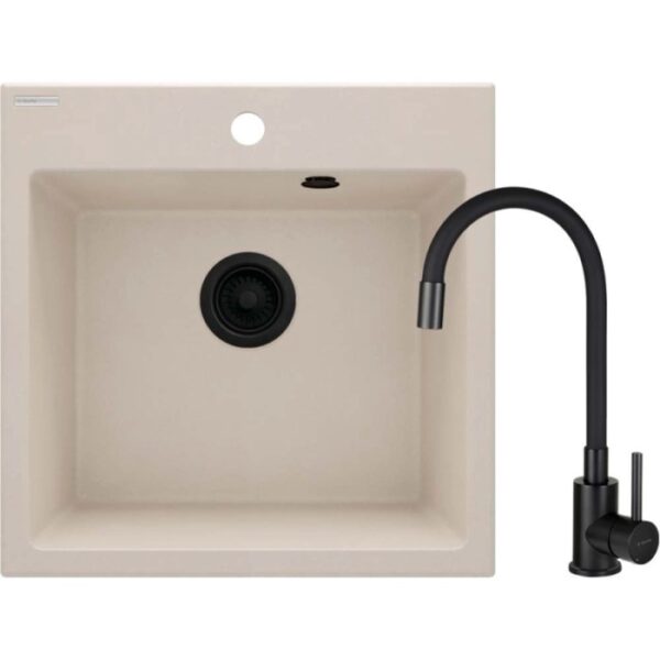 Lavello 1 vasca Idrostile Banes con rubinetto 500x216 mm beige