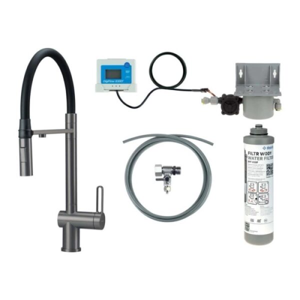 Rubinetto da cucina filtro bocca elastica Idrostile titanio