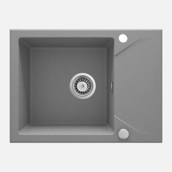 Lavello 1 vasca con gocciolatoio quadrato Idrostile Banes 440x193 mm Grigio met