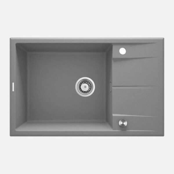 Lavello 1 vasca con gocciolatoio Idrostile Güines 500x210 mm grigio met