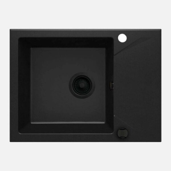 Lavello 1 vasca gocciolatoio quadrato Idrostile Banes 440x193 mm Nero