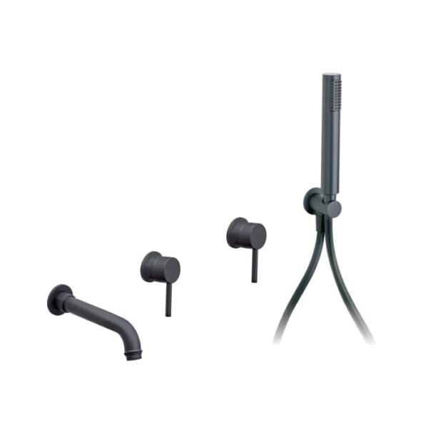 Miscelatore vasca incasso a parete Nicole 50x19x5,5 cm nero opaco