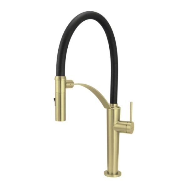 Rubinetto da cucina bocca elastica 2 getti Idrostile oro spazzolato