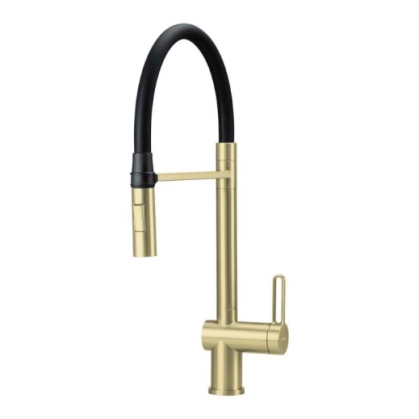Rubinetto da cucina bocca elastica 2 getti Idrostile magnetico oro spazzolato