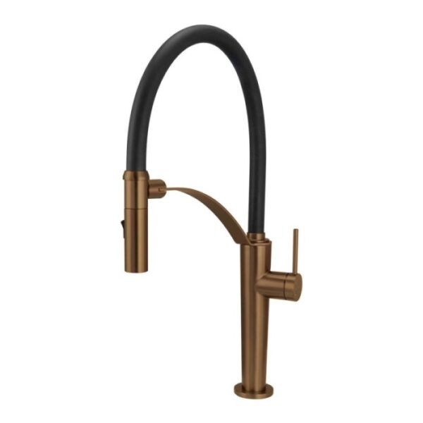 Rubinetto da cucina bocca elastica 2 getti Idrostile bronzo spazzolato
