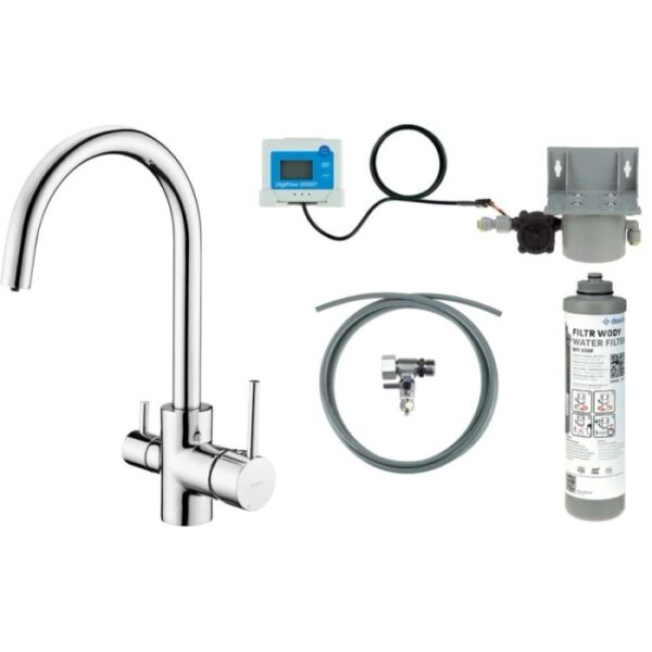 Rubinetto da cucina bocca a U filtro acqua Idrostile cromo satinato