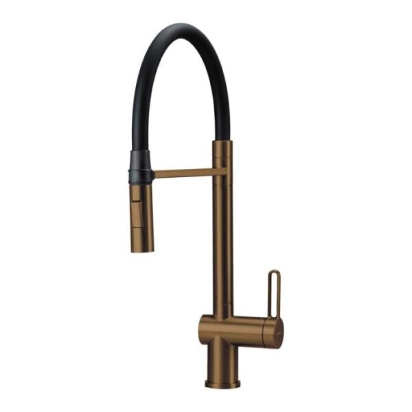 Rubinetto da cucina bocca elastica 2 getti Idrostile magnetico bronzo spazzolato