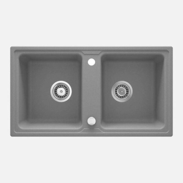 Lavello 2 vasche Idrostile Martí 435x180 mm grigio metallizzato