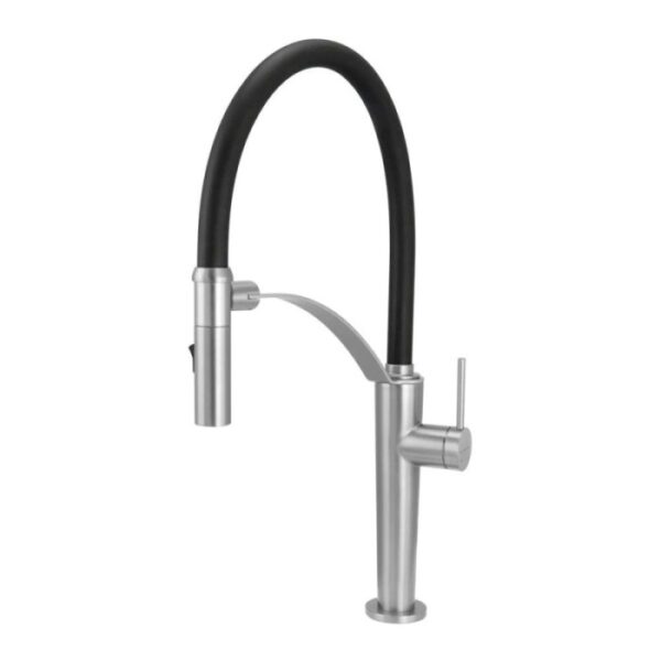Rubinetto da cucina bocca elastica 2 getti Idrostile acciaio spazzolato