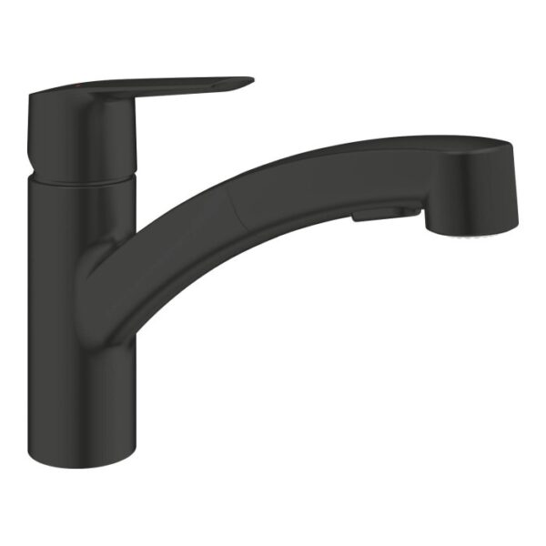 Miscelatore lavello Grohe QuickFix Start, nero, con doccetta estraibile.