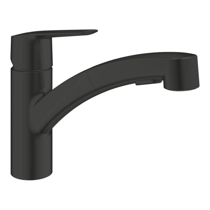 Miscelatore lavello Grohe QuickFix Start, nero, con doccetta estraibile.