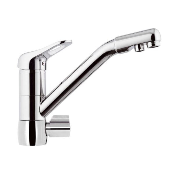 Miscelatore monocomando t.b.t. lucido per cucina o bagno.