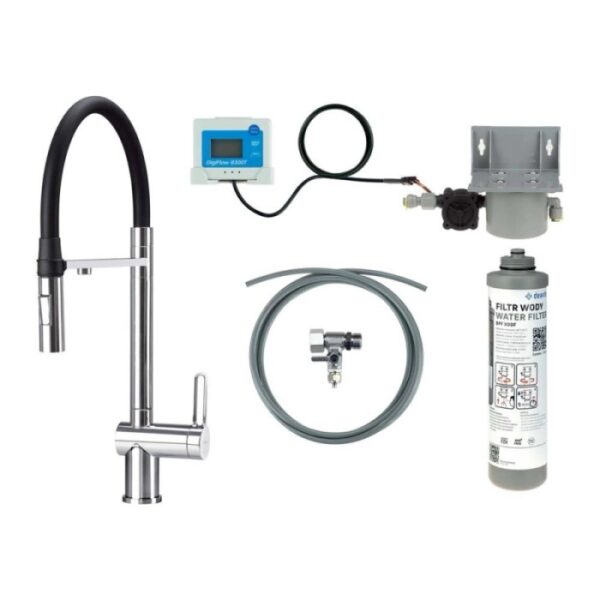 Rubinetto da cucina filtro bocca elastica Idrostile cromo nero