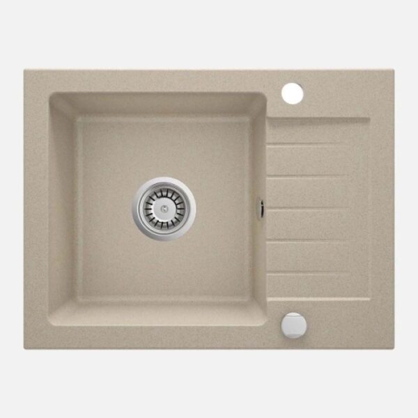 Lavello 1 vasca con gocciolatoio Idrostile Martí sifone 440x164 mm sabbia