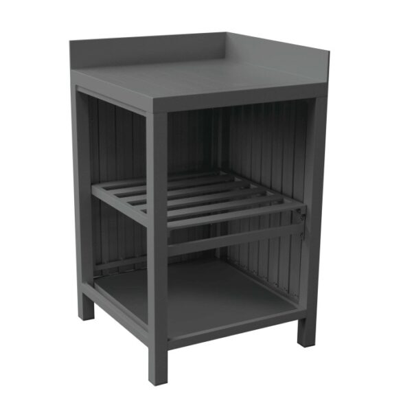 Mobile base grigio Basi Cucina con ripiani per la cucina.