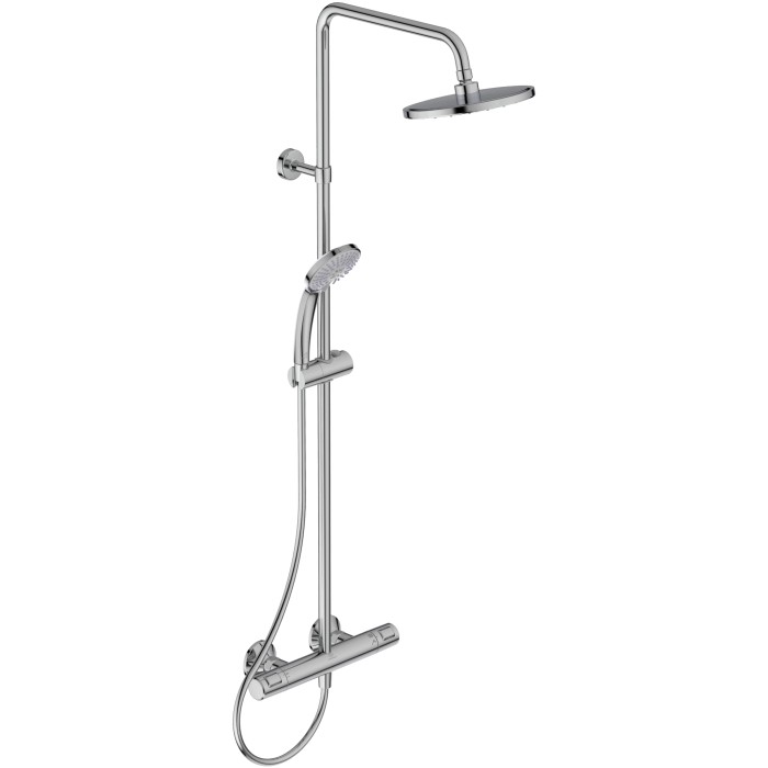 Sistema doccia Ideal Standard Ceratherm T25 cromato con soffione e doccetta.