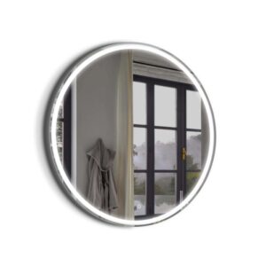 Specchio t.b.t. rotondo con illuminazione LED per bagno.