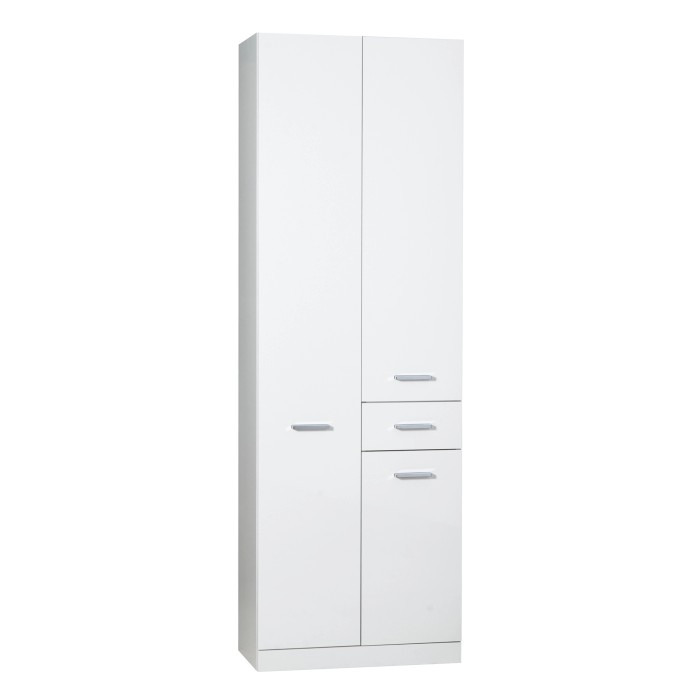 Mobile bagno alto bianco con ante e cassetti, categoria mobili bagno.