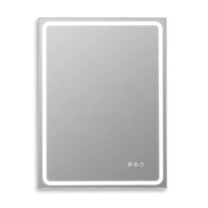 Specchio rettangolare con illuminazione a LED e sensore touch.