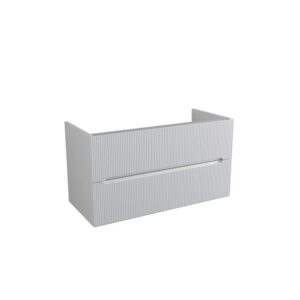 Mobile bagno t.b.t. bianco con superficie scanalata per arredo bagno.