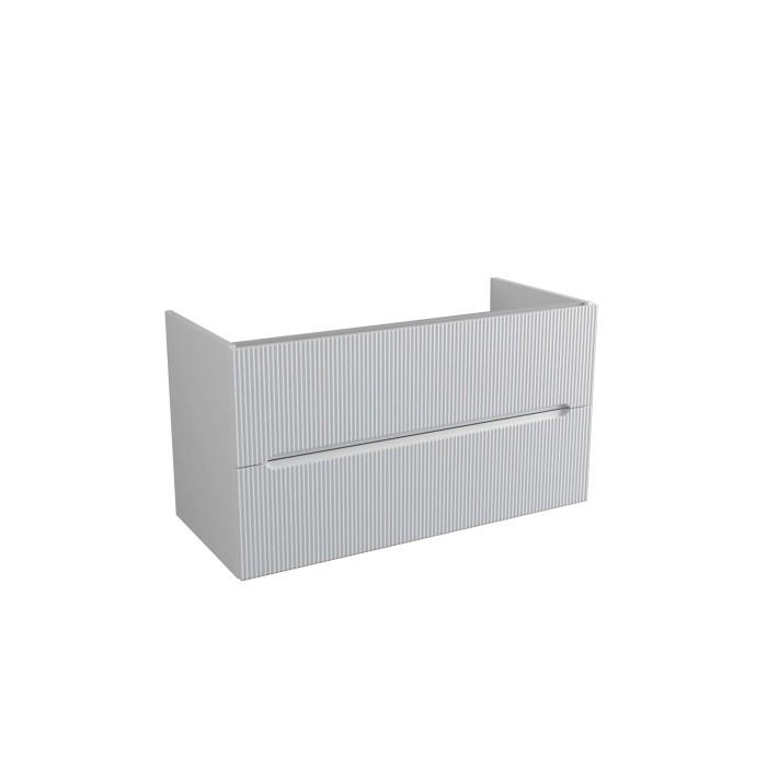 Mobile bagno t.b.t. bianco con superficie scanalata per arredo bagno.