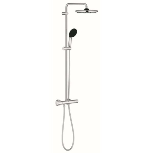 Sistema doccia Grohe Vitalio Start 250 cromato con termostato, soffione e doccetta.