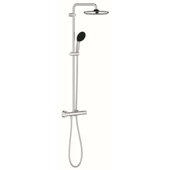 Sistema doccia Grohe Vitalio Start 250 cromato con termostato, soffione e doccetta.