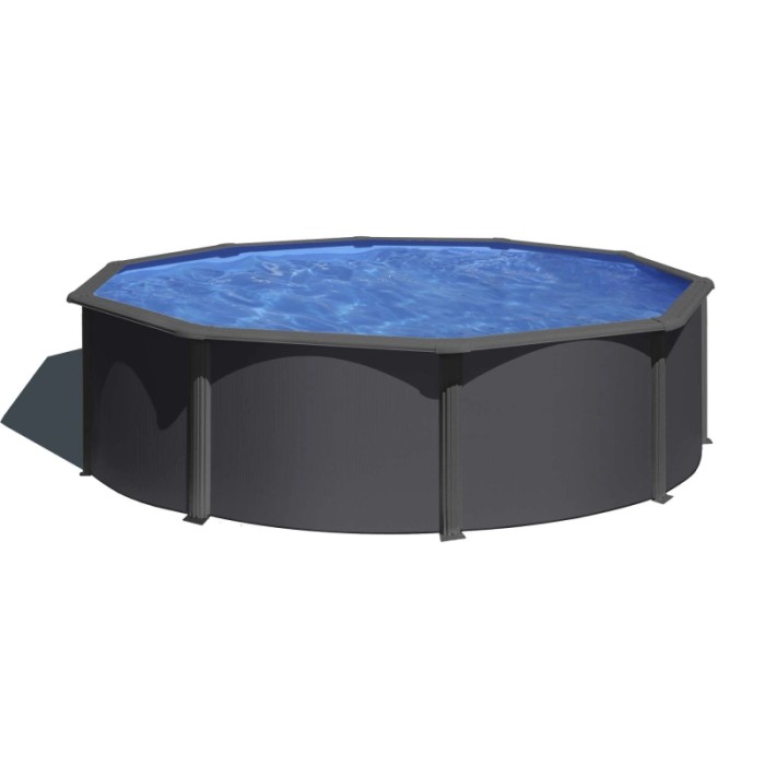 Piscina fuori terra tonda in acciaio antracite Gre Ø 460 H 120 cm