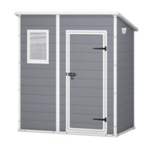 Casetta da giardino in plastica Keter, 1,8 m², antracite con porta e finestra.