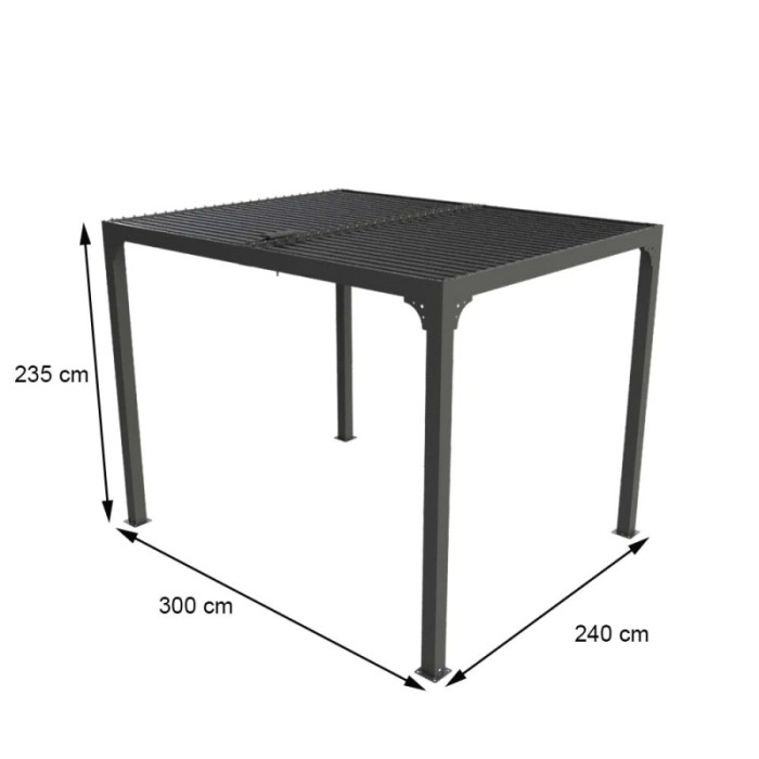 Pergola bioclimatica in alluminio 2430 antracite 240x300 cm