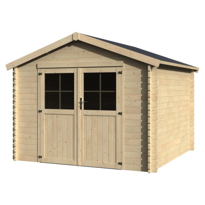 Casetta da giardino in legno Valodeal non trattato con doppia porta e finestre. Ideale per riporre gli attrezzi da giardino.