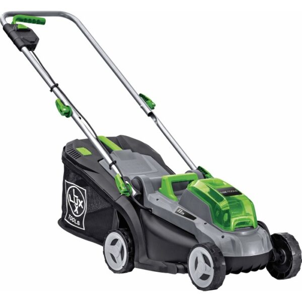 Set tosaerba a batteria LUX 20V con batteria e caricabatterie, larghezza taglio 33cm.