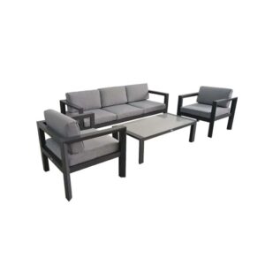 Set di mobili da giardino t.b.t. con divano, poltrone e tavolo.