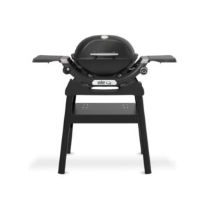 Barbecue a gas t.b.t. nero con supporto per giardino o patio.