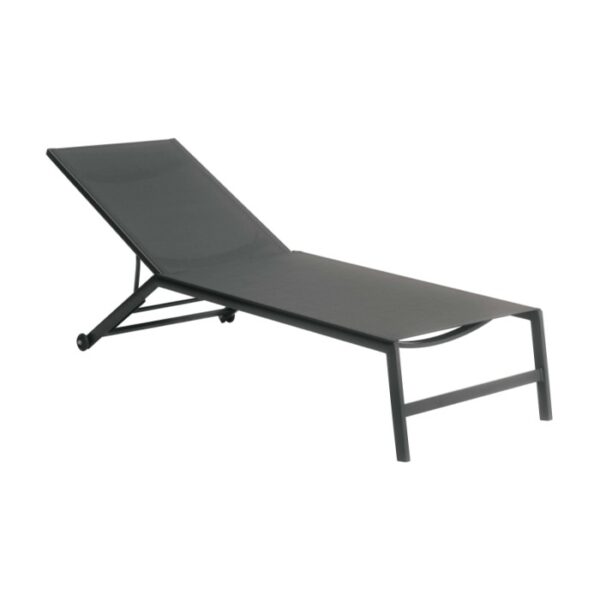 Lettino prendisole con ruote in alluminio e textilene 195x70x34 cm
